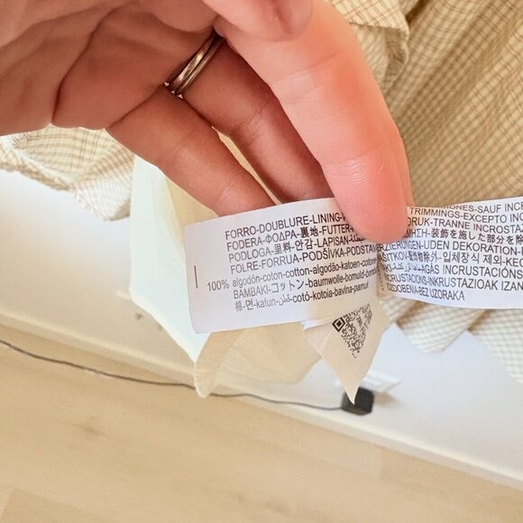 Zara Check Halter Dress NWT Beige White Size Large - Picture 12 of 13